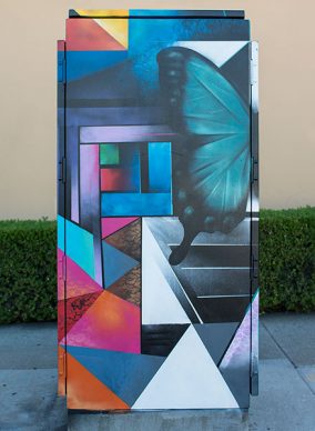 Gaffey Street DOT Box at 1st Street, painted by Ricky Hernandez